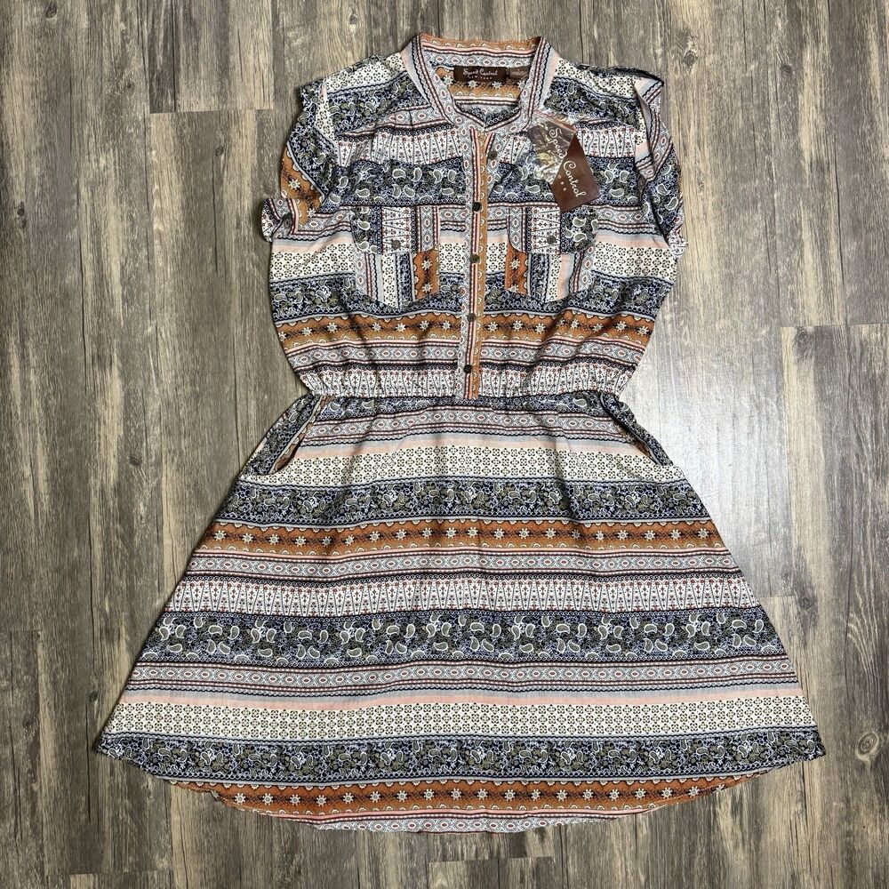 NWT Speed Control Dress Small Boho Cinch Waist Pockets Festival Western Romantic